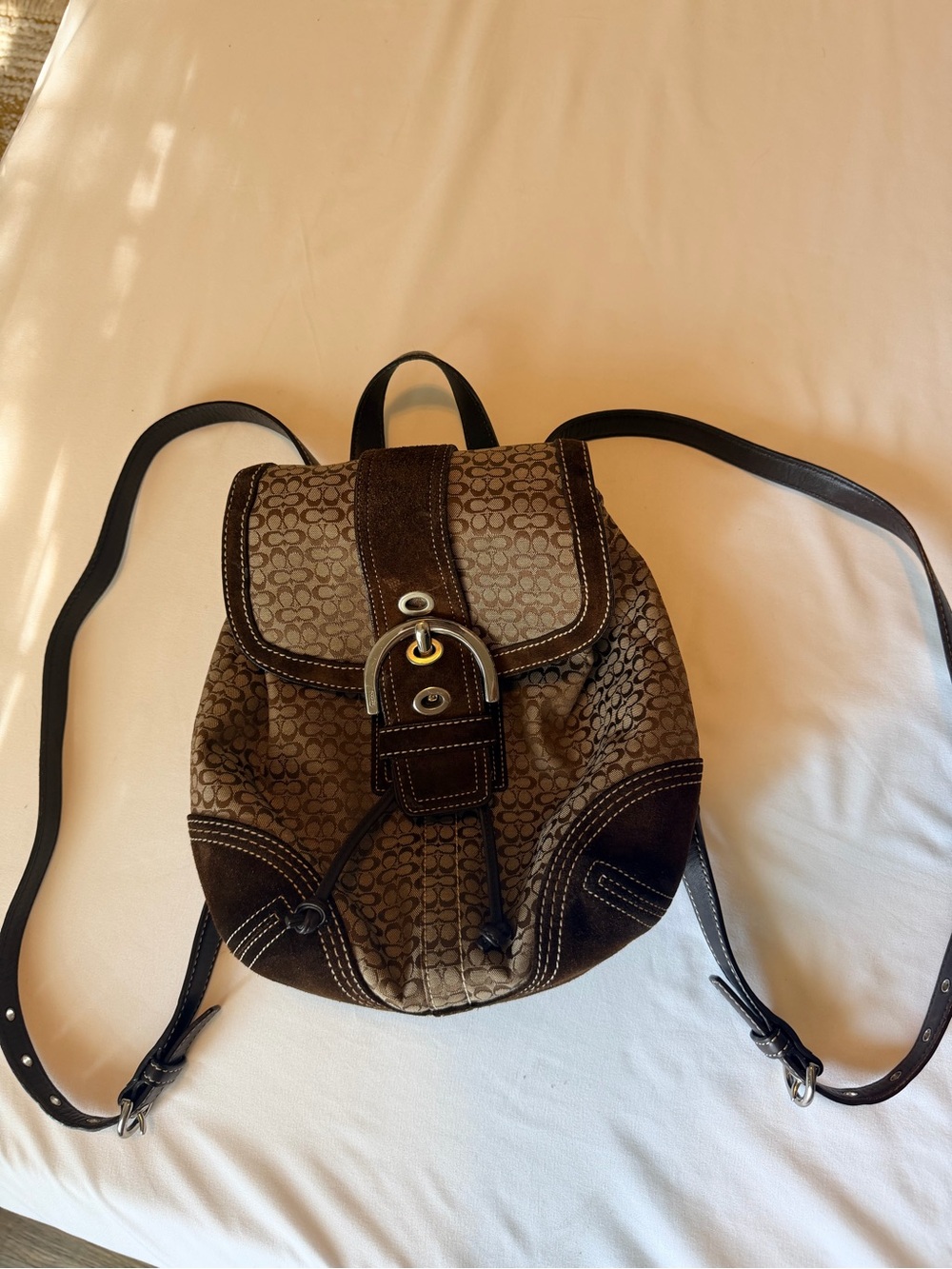 Vintage Coach Soho Signature Mini Backpack 9764 | Y2K Brown Suede
